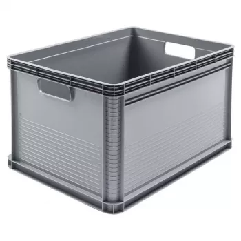 keeeper Robert 64L Heavy-Duty Transport Box, 60 kg Load, 600x400x320 mm, Grey
