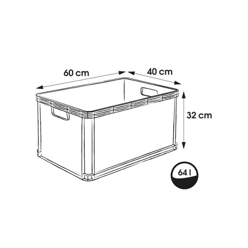 keeeper Robert 64L Heavy-Duty Transport Box, 60 kg Load, 600x400x320 mm, Grey