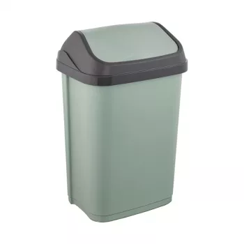 KEEEPER Swantje 10L Waste Bin with Swivel Lid, Green, 25.5 x 19 x 38 cm, Polypropylene