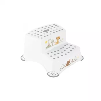 keeeper kids Two-Tier Step Stool Igor Lion King, White with Disney Graphics, 40x37x21 cm, Anti-Slip, 120 kg Capacity