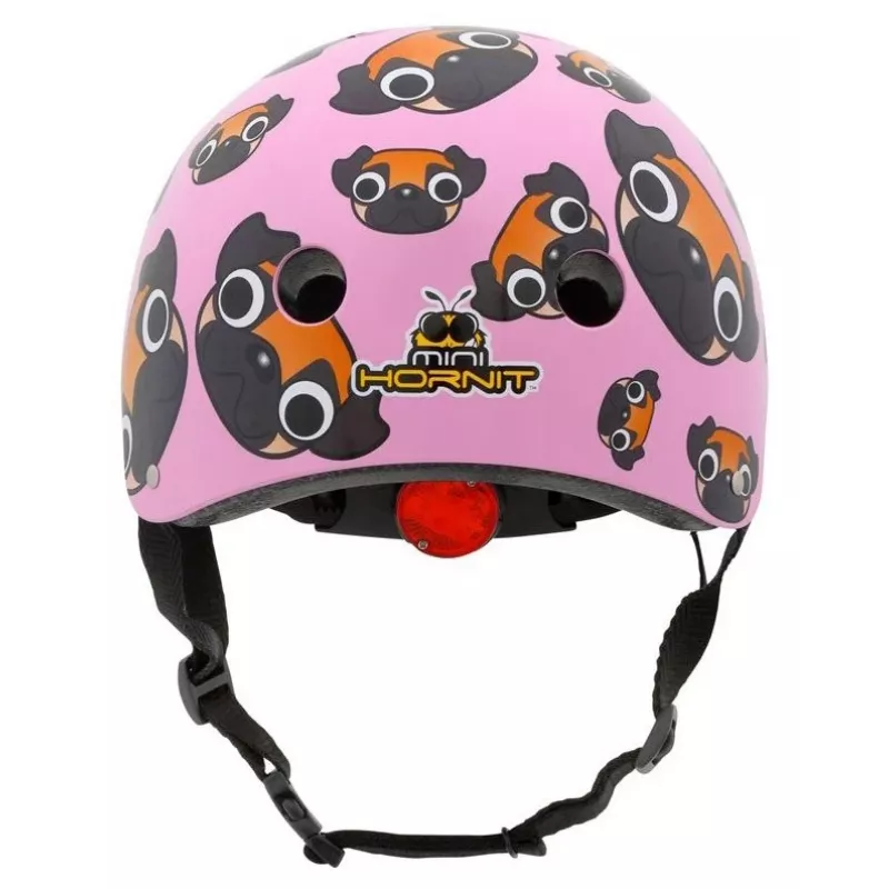 Hornit Pug Kids' Cycling Helmet with LED Lights - Pink, 48-53 cm PUS806