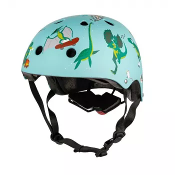 Hornit Jurassic S Children's Cycling Helmet 48-53cm, Dinosaur Design, Green/Blue/Orange, Rear LED Light, CE EN 1078 DIS826