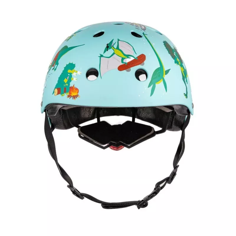 Hornit Jurassic S Children's Cycling Helmet 48-53cm, Dinosaur Design, Green/Blue/Orange, Rear LED Light, CE EN 1078 DIS826