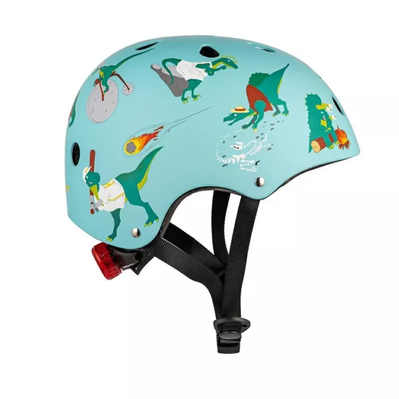 Hornit Jurassic S Children's Cycling Helmet 48-53cm, Dinosaur Design, Green/Blue/Orange, Rear LED Light, CE EN 1078 DIS826