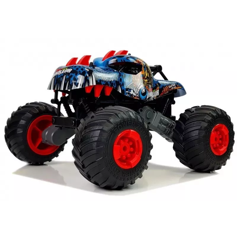 LEAN TOYS 9023 Dinosaur Remote Control Terrain Car with Big Wheels 2.4G – 1:16 Scale 4WD Off-Road RC Vehicle, Green/Brown