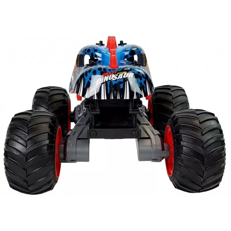 LEAN TOYS 9023 Dinosaur Remote Control Terrain Car with Big Wheels 2.4G – 1:16 Scale 4WD Off-Road RC Vehicle, Green/Brown