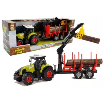 LEAN TOYS Fendt 209 S Tractor with Forest Trailer and Logs, 1:16 Scale, Green/Grey/Red
