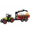 LEAN TOYS Fendt 209 S Tractor with Forest Trailer and Logs, 1:16 Scale, Green/Grey/Red