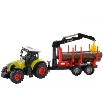 LEAN TOYS Fendt 209 S Tractor with Forest Trailer and Logs, 1:16 Scale, Green/Grey/Red