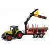 LEAN TOYS Fendt 209 S Tractor with Forest Trailer and Logs, 1:16 Scale, Green/Grey/Red