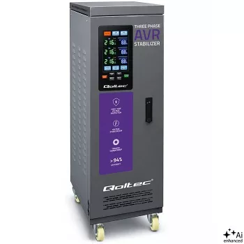 Qoltec Three-Phase Voltage Stabilizer AVR MULTIPROTECTION | 40kVA | Accuracy ± 3% | Servomotor 3F | LCD | Expert Line