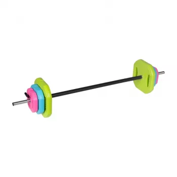 REBEL RBA-2336 20 kg Barbell Set with Bituminous Plates, 140 cm Bar, Screw Collars, Black