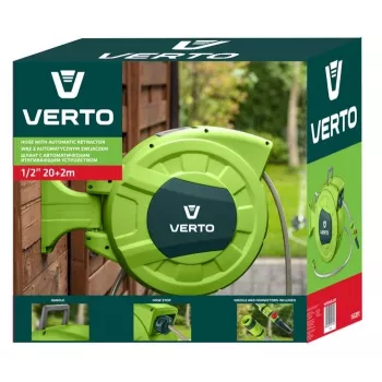 Verto 15G891 3-Layer Reinforced PVC Garden Hose, 1/2 inch x 20 m, UV & Algae Resistant, Burst Pressure 20 bar, Green