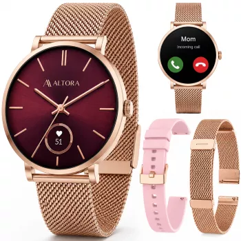 3MK PROTECTION Smartwatch Altora Vivid Lady – AMOLED, Heart Rate, SpO2, IP68, Pink Silicone Strap
