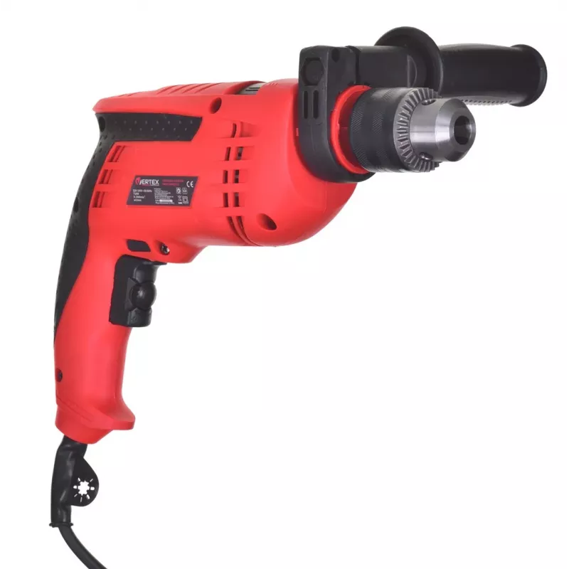 VERTEX VWU710 710W Hammer Drill with 13mm Keyed Chuck, 0-2800 RPM, 0-44800 BPM, Variable Speed, Reversible, Auxiliary Handle, Depth Stop