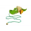 LEAN TOYS Wooden Crocodile on Wheels 18cm Pull-Along Toy