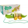 LEAN TOYS Wooden Crocodile on Wheels 18cm Pull-Along Toy