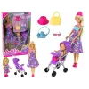 LEAN TOYS Baby Stroller Doll Set with Accessories – Pink Pram with Soft Doll, Feeding Bottle, Blanket & Bag