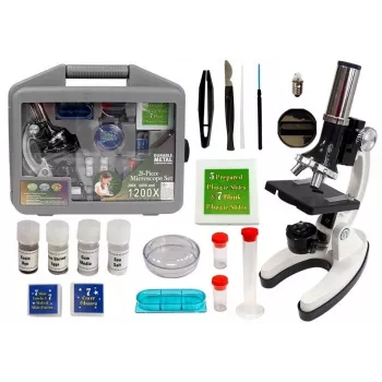 LEAN TOYS 5427 Children's Microscope Set with 300x, 600x, 1200x Magnification, 28 Accessories, and Carrying Case