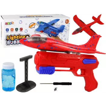 LEAN TOYS Airplane Soap Bubbles Launcher Gun Red
