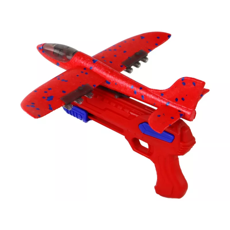 LEAN TOYS Airplane Soap Bubbles Launcher Gun Red