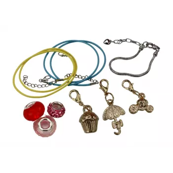 LEAN TOYS DIY Jewelry Making Kit - Bracelets, Beads & Pendants, 300+ Beads, 50+ Charms, Elastic String, Clasps, Reusable Box, Ages 6+
