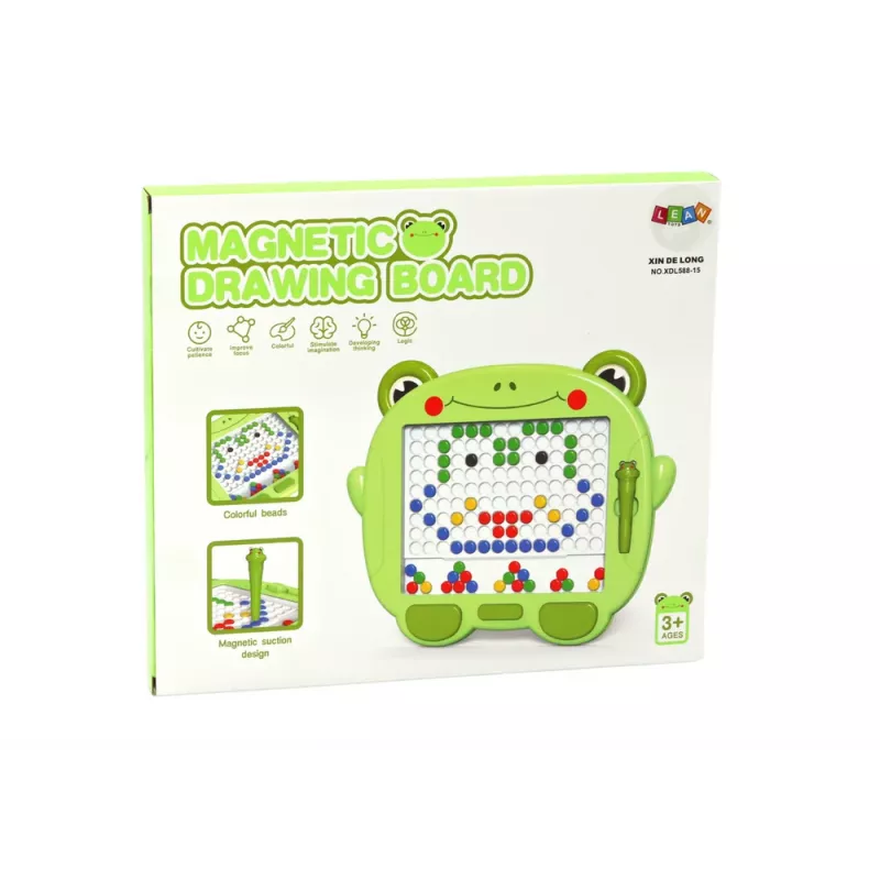 LEAN TOYS Magnetic Educational Board Frog Stylus Pad Green Beads Puzzle
