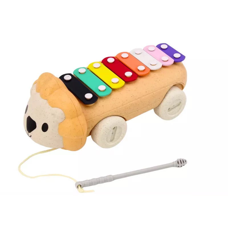LEAN TOYS Lion Cymbals On Wheels Pull-Along Musical Toy for Toddlers, Colorful Educational Instrument