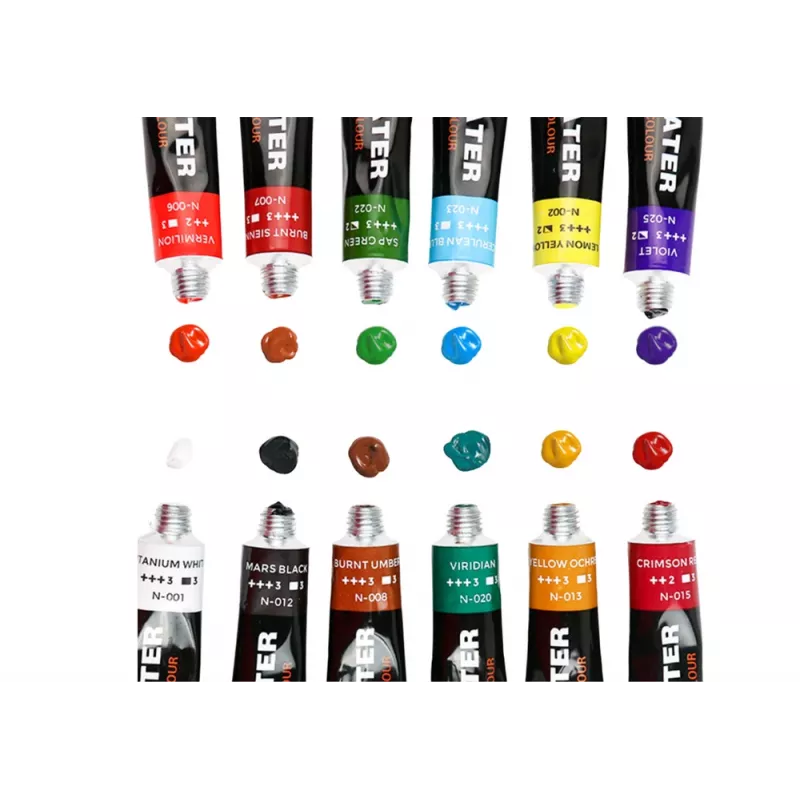 LEAN Acrylic Paint Set in Tubes, 12 Colours, 12 ml Each, Student Grade