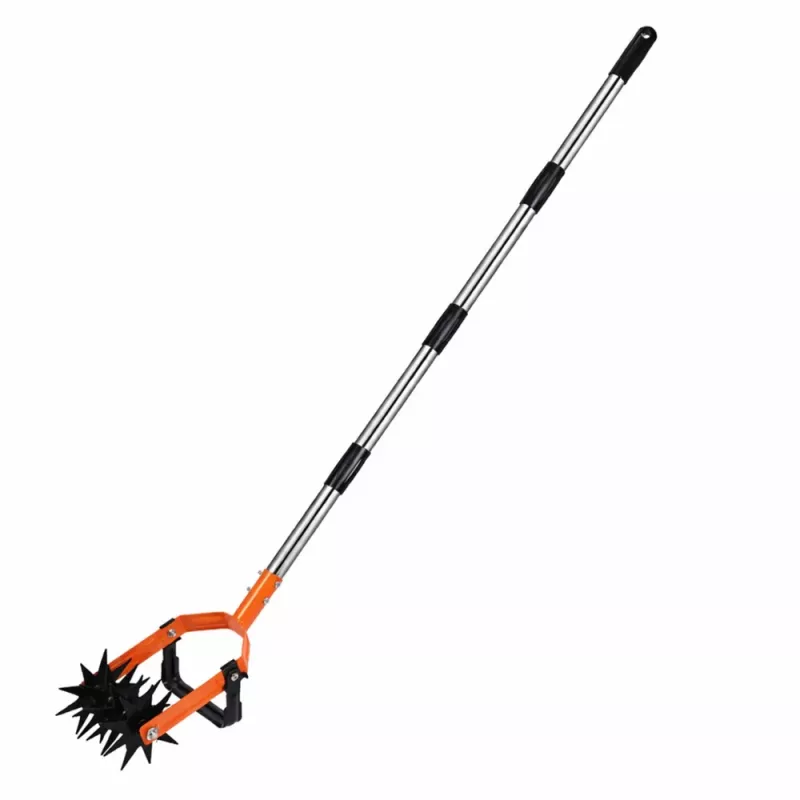 LEAN TOYS Rotary Garden Weeder with Telescopic Handle, 5-Star Tines, Adjustable 90-150 cm, Green/Black