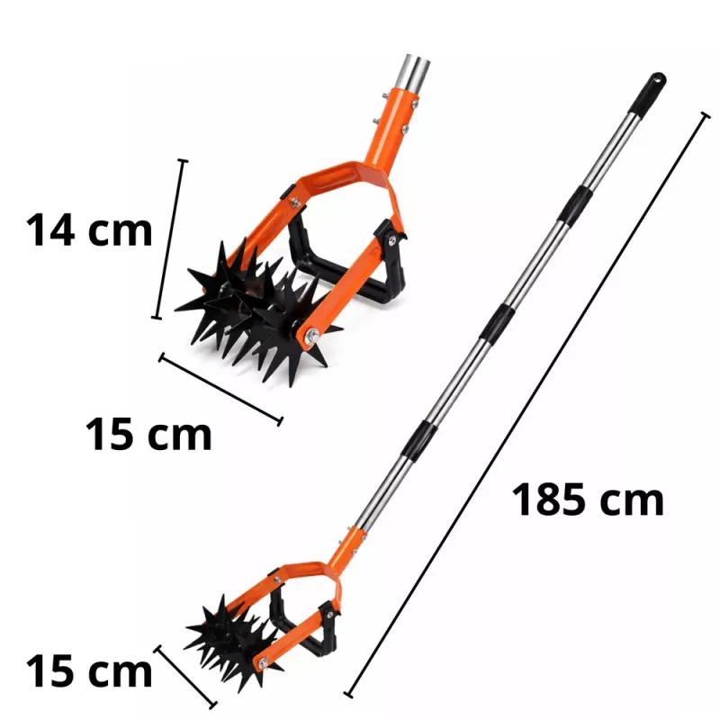 LEAN TOYS Rotary Garden Weeder with Telescopic Handle, 5-Star Tines, Adjustable 90-150 cm, Green/Black