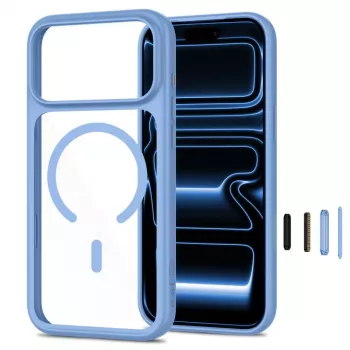 TECH-PROTECT MAGONE MagSafe Clear Case with 2-Pack Glass Screen Protector for iPhone 17 Pro Max / 18 Pro Max - Light Blue