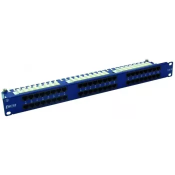 EMITERNET 48-Port RJ45 UTP Cat.6 Patch Panel 1U with Cable Management Shelf, Blue