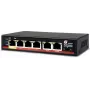 GETFORT GF-106D-4P-65 6-Port Fast Ethernet PoE+ Switch with 4 PoE Ports and 2 Uplink Ports, 65W Budget, Metal Desktop