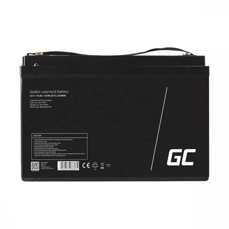 Green Cell AGM VRLA 12V 110Ah Maintenance-Free Deep Cycle Battery – Spill-Proof, 10-Year Float Life, T11 Terminals
