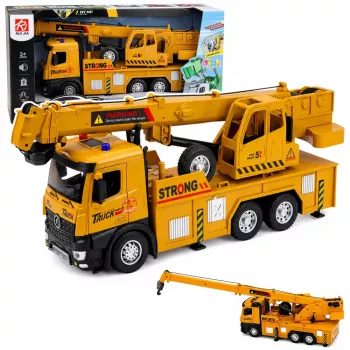 LEAN TOYS 1:12 RC Truck with Crane - Metal Cab, Lights, Sounds, 2.4GHz 8-Channel Remote Control