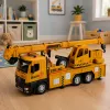 LEAN TOYS 1:12 RC Truck with Crane - Metal Cab, Lights, Sounds, 2.4GHz 8-Channel Remote Control