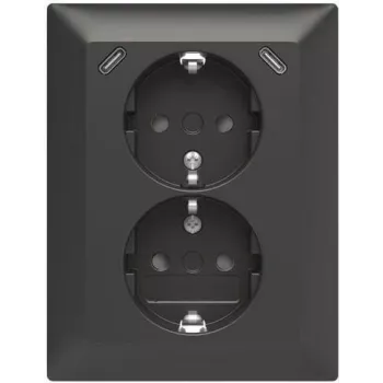 ABB Safety+ USB Double Socket Outlet with 2x USB-C, 15W, Flush-Mounted, Polar White 2TKA00006192