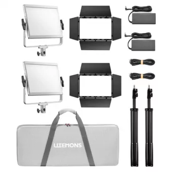 Godox Litemons LP600R 2x Kit RGB LED Panel Light, 60W, 2500K-8500K, CRI 96, Bluetooth, Dual Light Kit