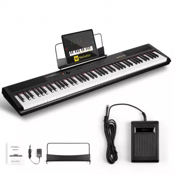 Artesia Performer 88-Key Semi-Weighted Digital Piano with Speakers, Sustain Pedal, and USB MIDI - Black