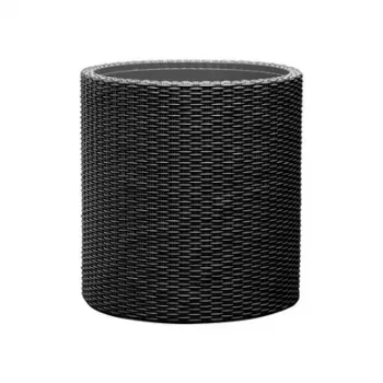 KETER 29197833939 Cylinder Planter Grey 12L Durable Resin Flower Pot with Drainage