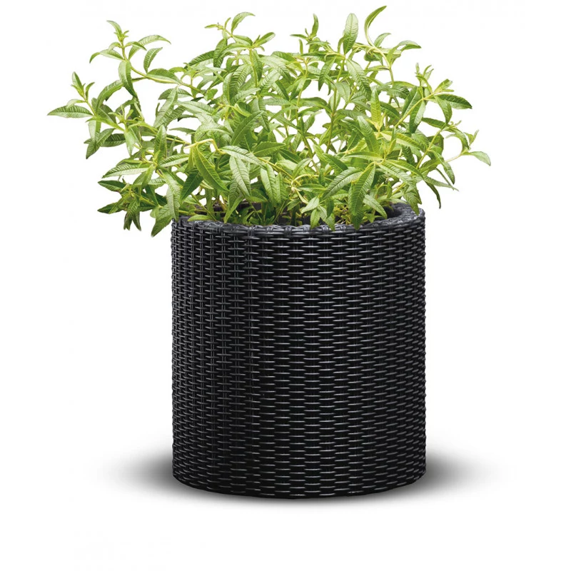 KETER 29197833939 Cylinder Planter Grey 12L Durable Resin Flower Pot with Drainage