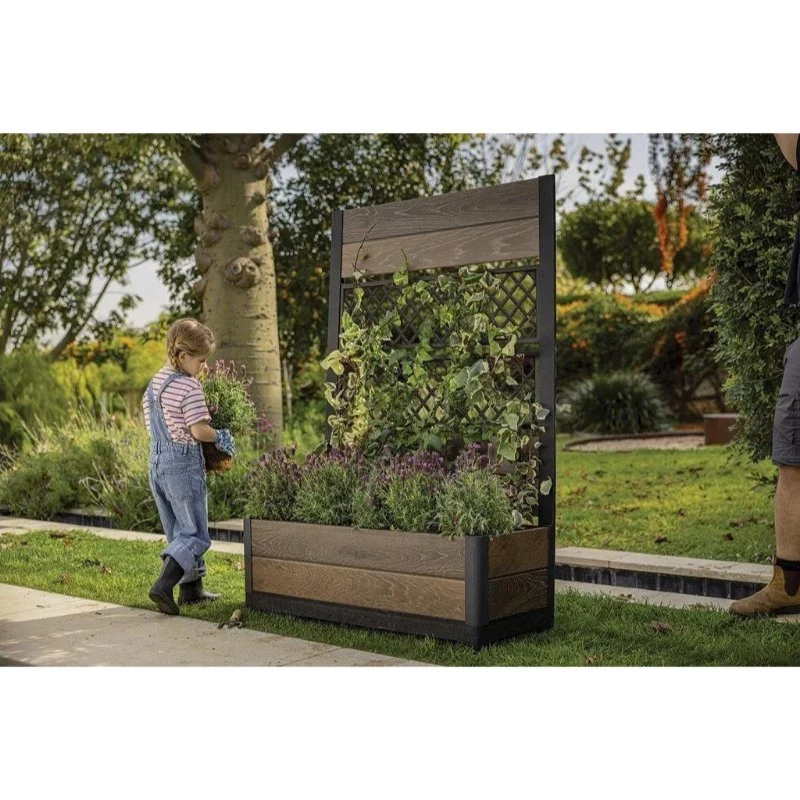 KETER Deco Tulip 110L 2-Rhombus Walnut Mesh Flower Pot