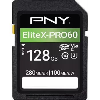 PNY EliteX-PRO60 Flash Memory Card 128GB Video Class V60 UHS-II U3 Class10 MicroSDXC