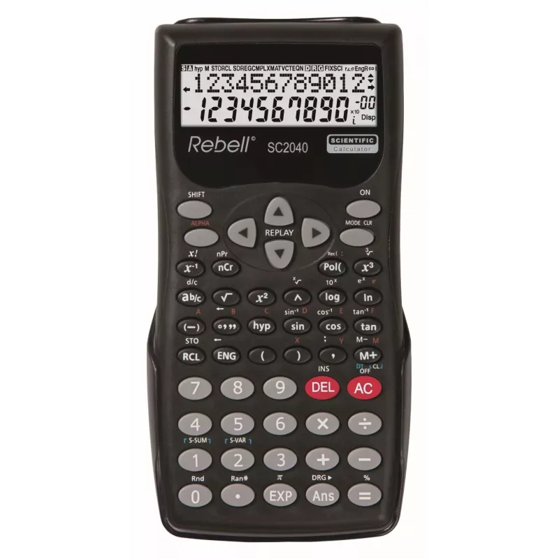 REBELL RE-SC2040 BX Scientific Calculator, 240 Functions, 2-Line LCD, Black