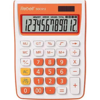 REBELL Semi-Desktop Calculator RE-SDC912OR BX, 12-Digit LCD, Dual Power, Black/Silver