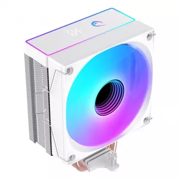 Rampage Octagon B70 CPU Air Cooler, 120 mm ARGB, Temperature Display, White