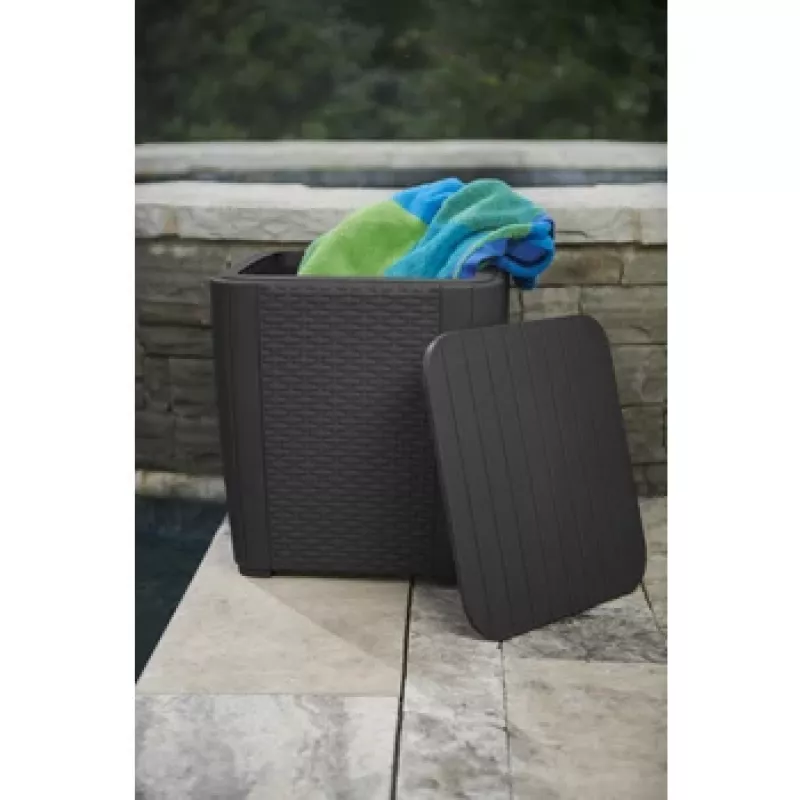 KETER Garden table/storage box Luzon Flat Wicker, grey