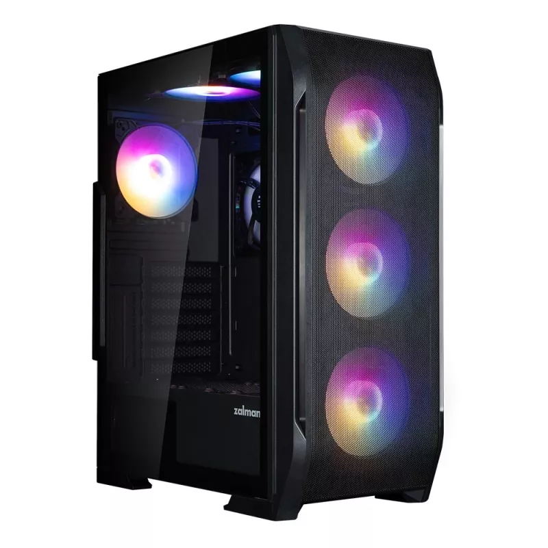 Zalman N7 PLUS V2 ATX Mid Tower PC Case, 7 x 120mm ARGB Fans, Tempered Glass, Black