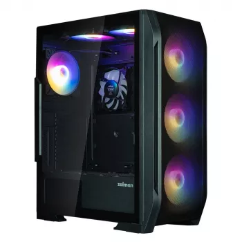 Zalman N7 PLUS V2 ATX Mid Tower PC Case, 7 x 120mm ARGB Fans, Tempered Glass, Black